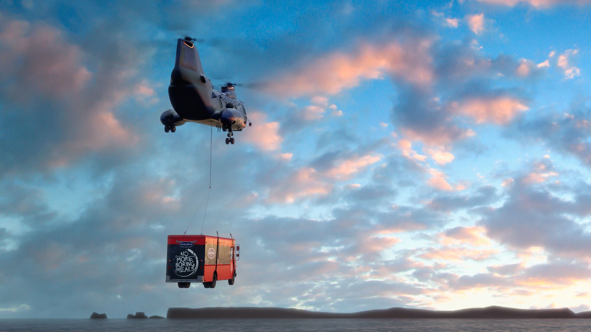 Vår food trucks flygs in till Island med helikopter!