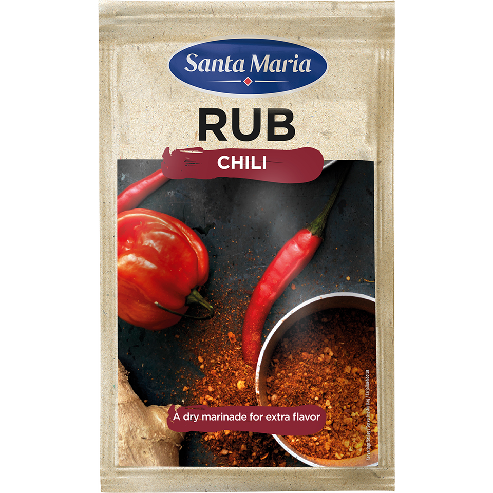 Påse med BBQ Rub Chili till kött och fisk.